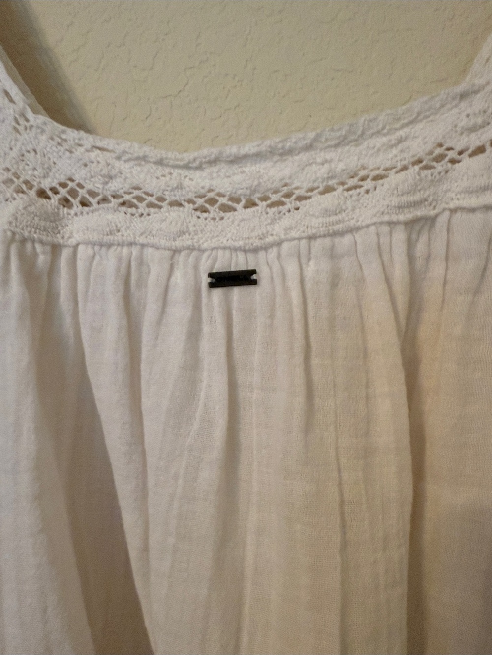 O'Neill White Crochet-Trim Peasant Top - Picture 5 of 5
